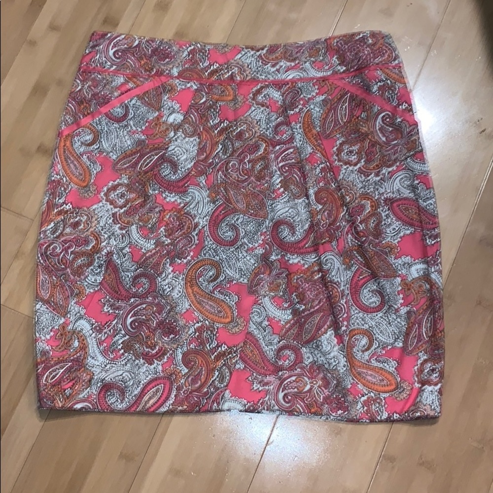 H&M Pink Paisley Cotton Mini Skirt Size 12